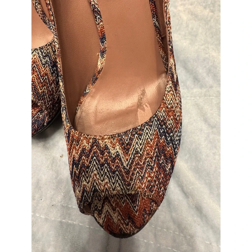 Missoni Women's Heels Size 37.5‎ Multicolor Zigzag Peep Toe Platform Pumps
